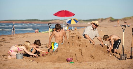 building sandcastles in Eastern PEI