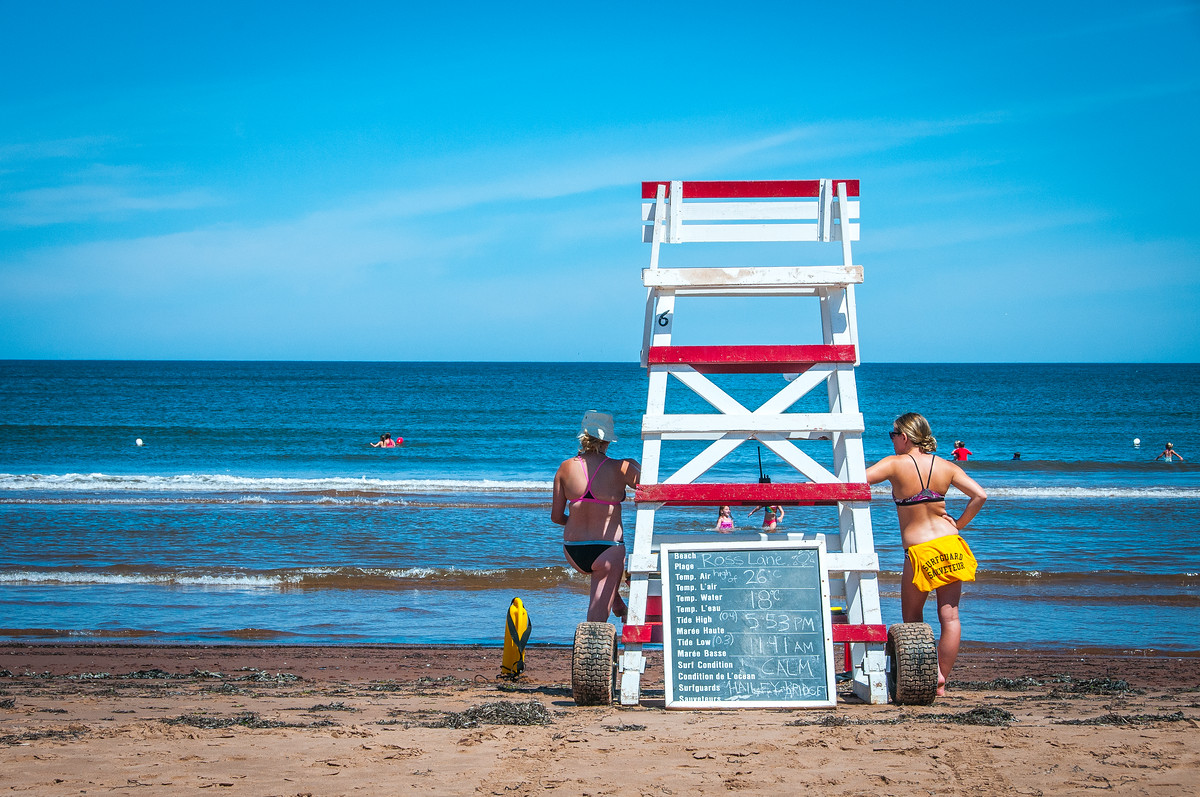 Lifeguards on the beach at Prince Edward Island National Park