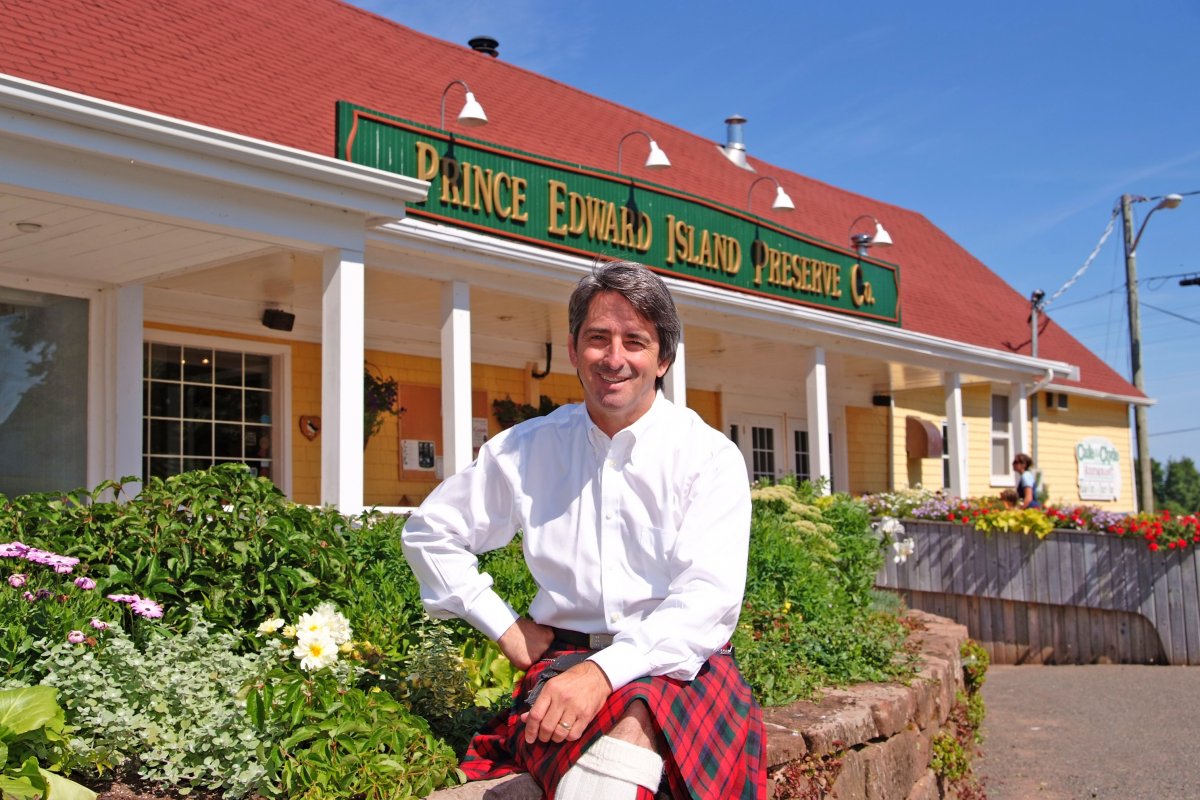 Owner Bruce MacNaughton in front of the Prince Edward Island Preserves Co