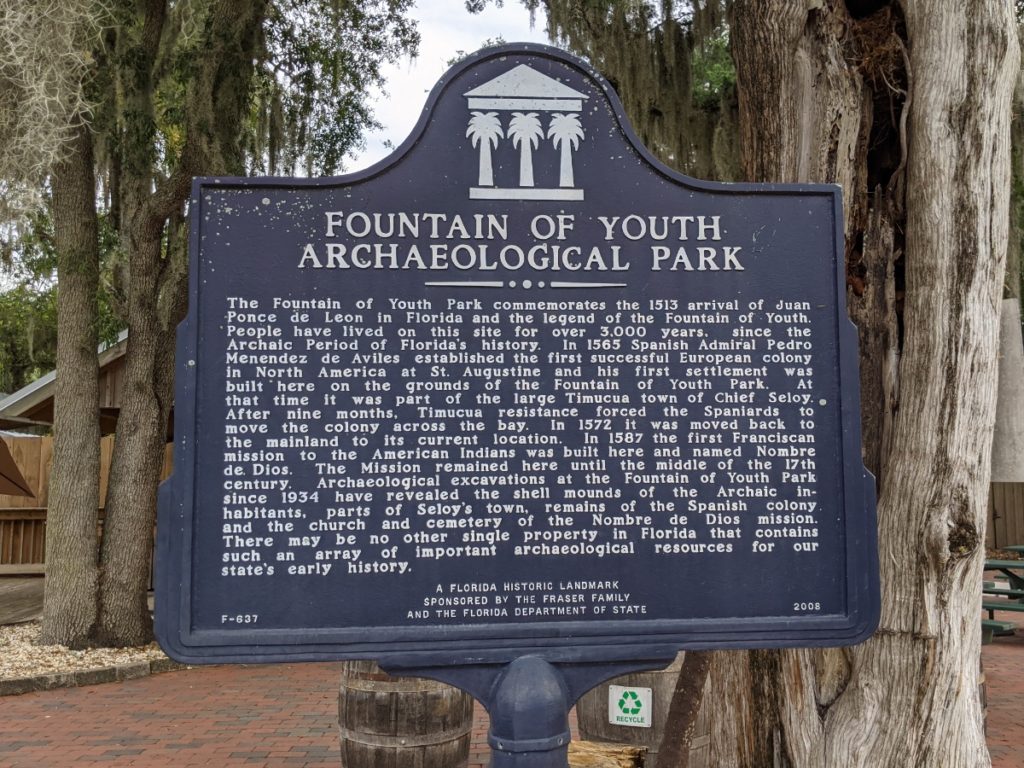 Fountain of Youth historical sign